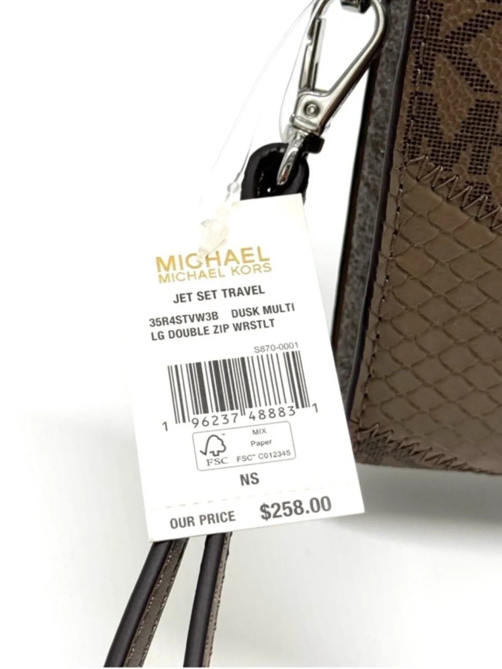 Michael Kors Large Jet Set Travel Logo Double Zip Wallet Dusk Multi